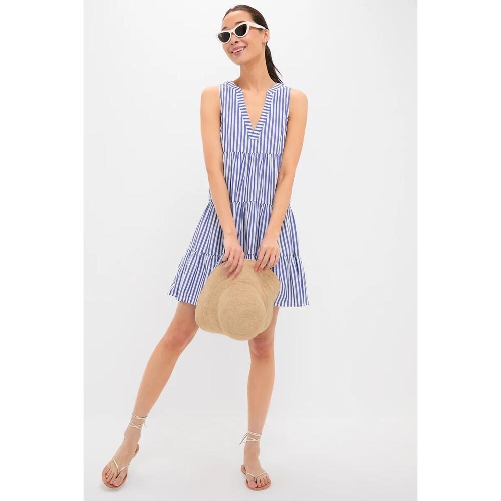 Pomander Place Navy and White Striped Mini Dress